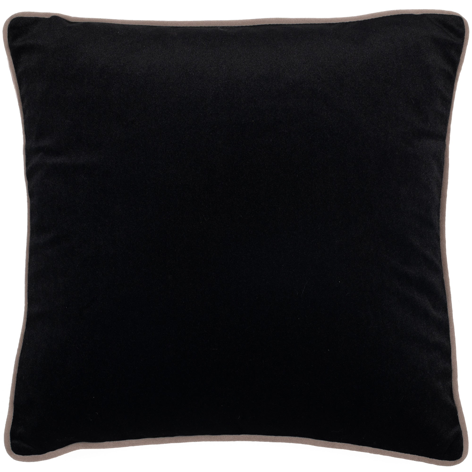 Malini Twofaced Velvet Black/Cream Taupe Piping Square Cushion | Large